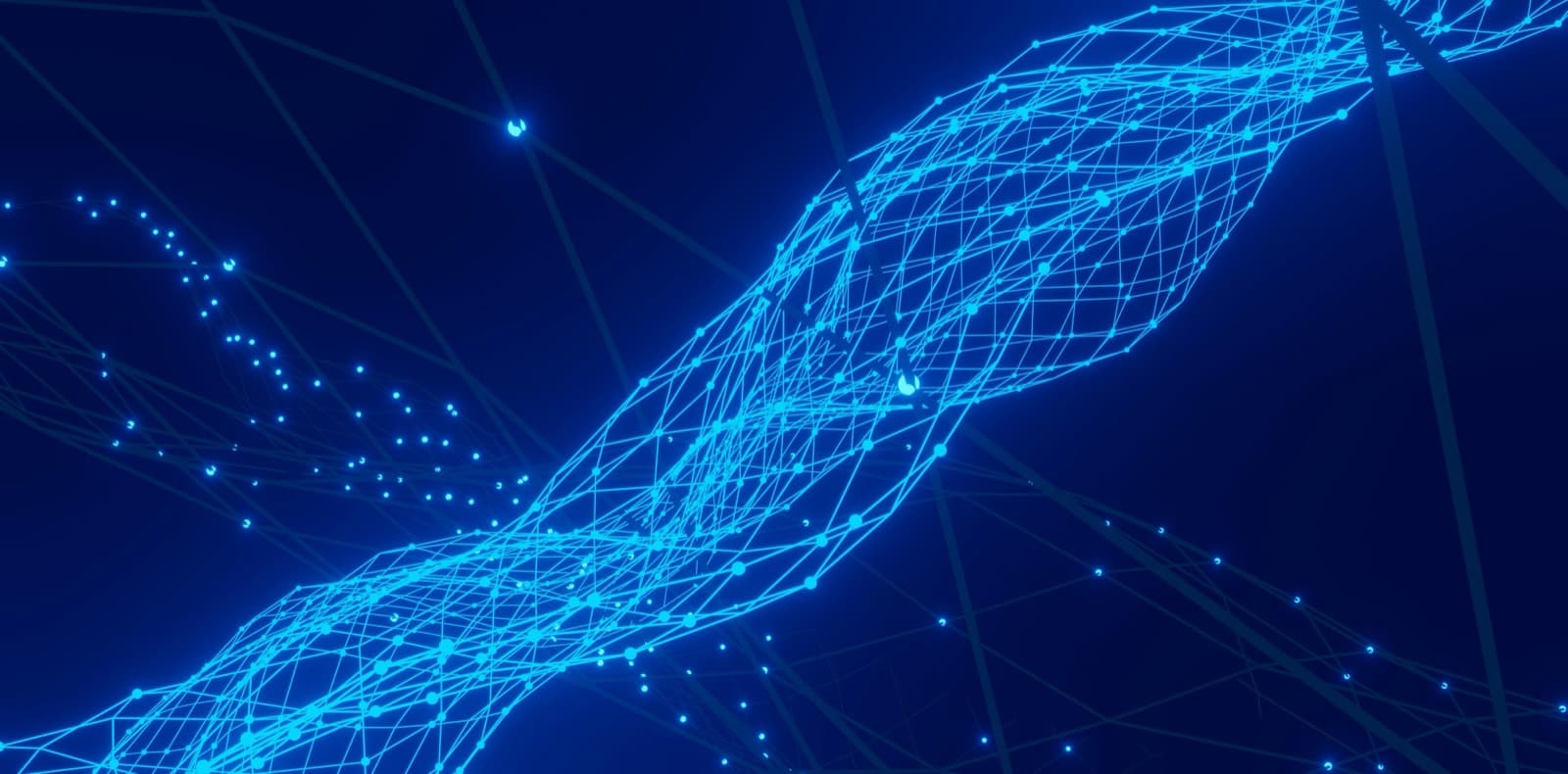 Mesh network of connected nodes, representing the operational backbone across systems