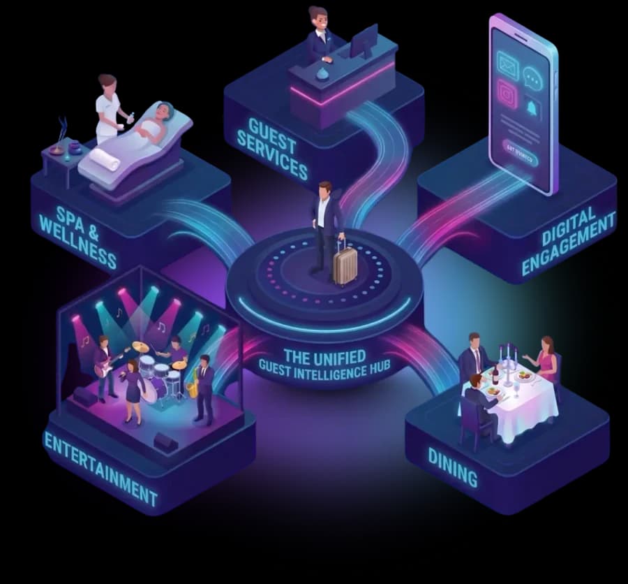 The Unified Guest Intelligence Hub connecting spa, guest services, digital engagement, entertainment, and dining