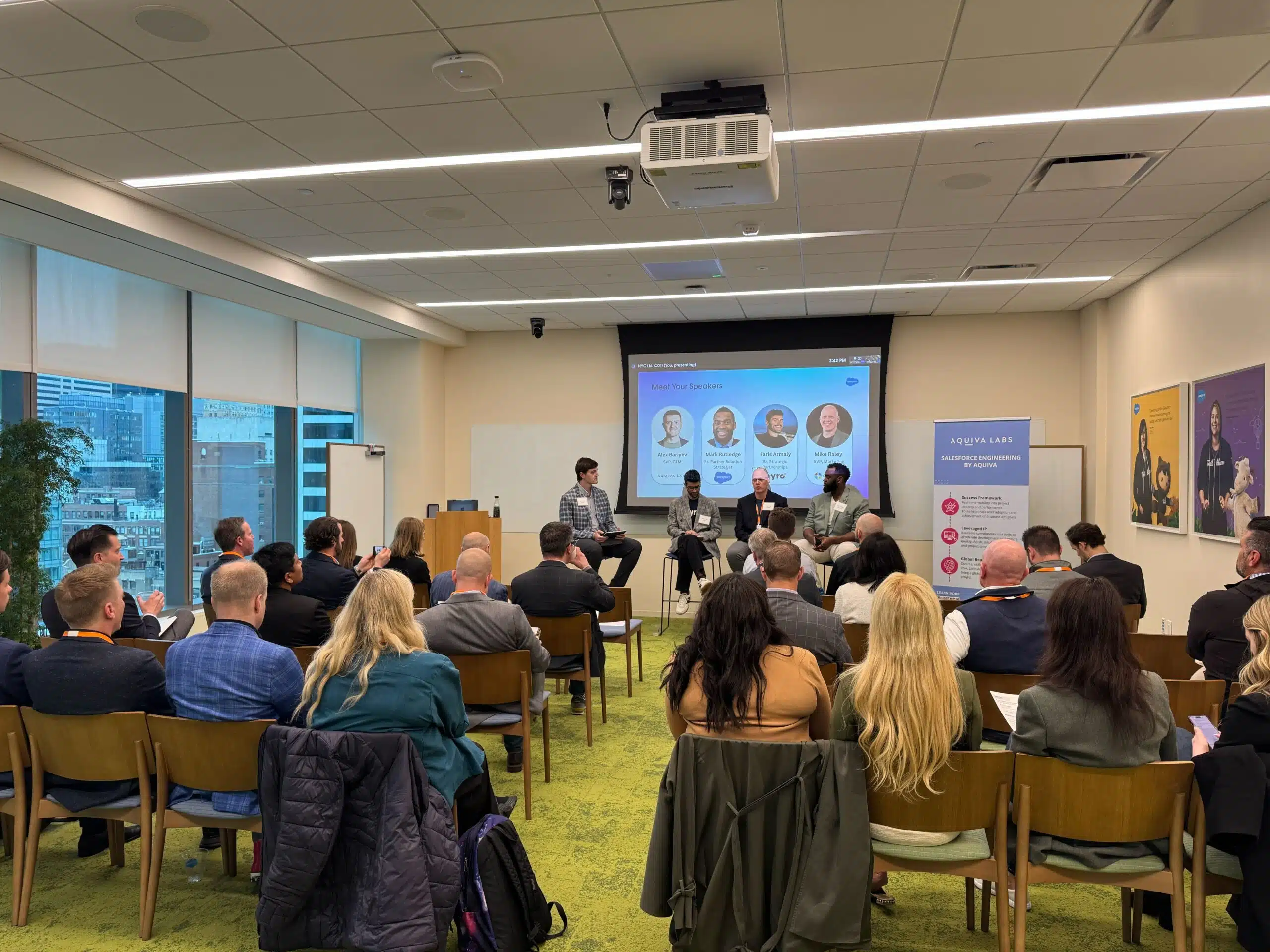Aquiva team at a Salesforce ecosystem event, 2025